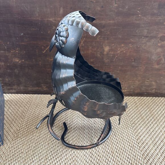 Partylite Artisan Owl Candle Jar Plant Holder Metal Sculpture 11"x 9"x 7" - Picture 3 of 8